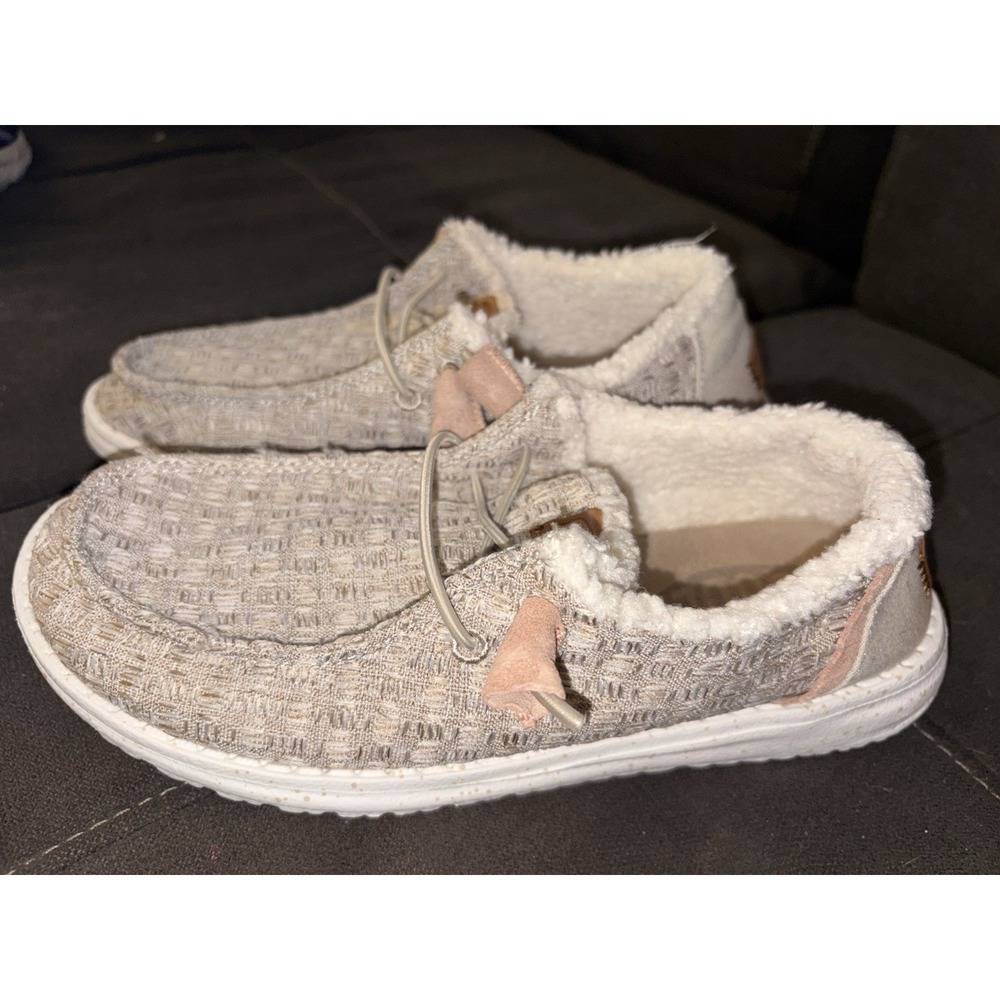Hey Dude Wendy Warmth Natural Women's Size 6 Slip On Shoes Faux Fur 40550-126
